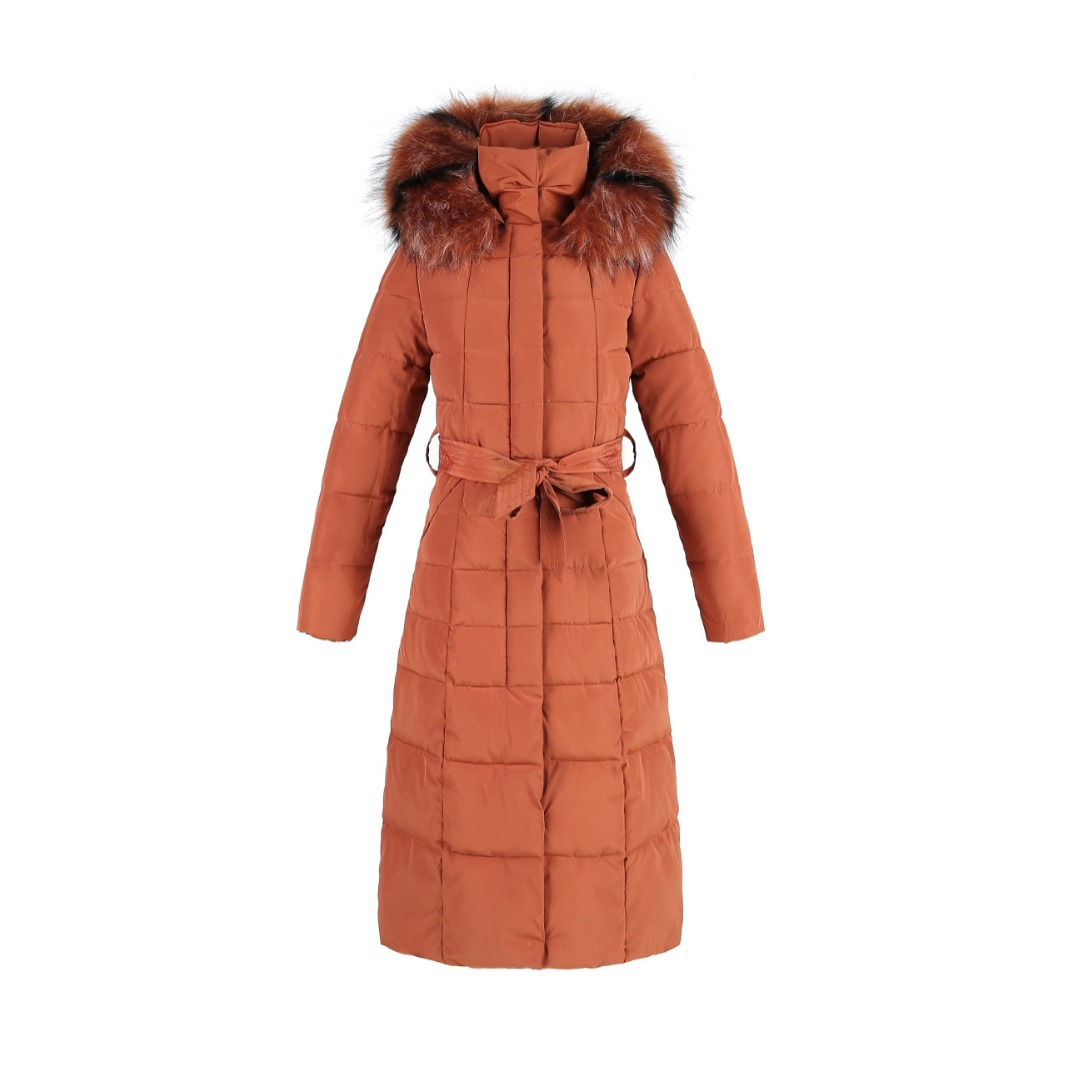 Women's Clothing new cotton coat for women, extended style, over the knee slim fitting cotton coat, colorful fur collar, winter coats cotton coat_voghion.com