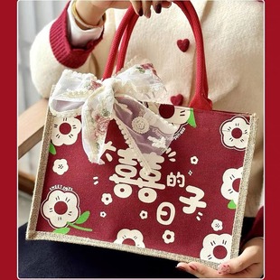 Wedding Favor Bags for the Bride's Bridesmaids, Cotton Tote Bags with Bows, Linen Handbags