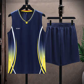 运动套装男跑步健身衣服透气短袖冰丝t恤速干衣篮球装备背心夏季