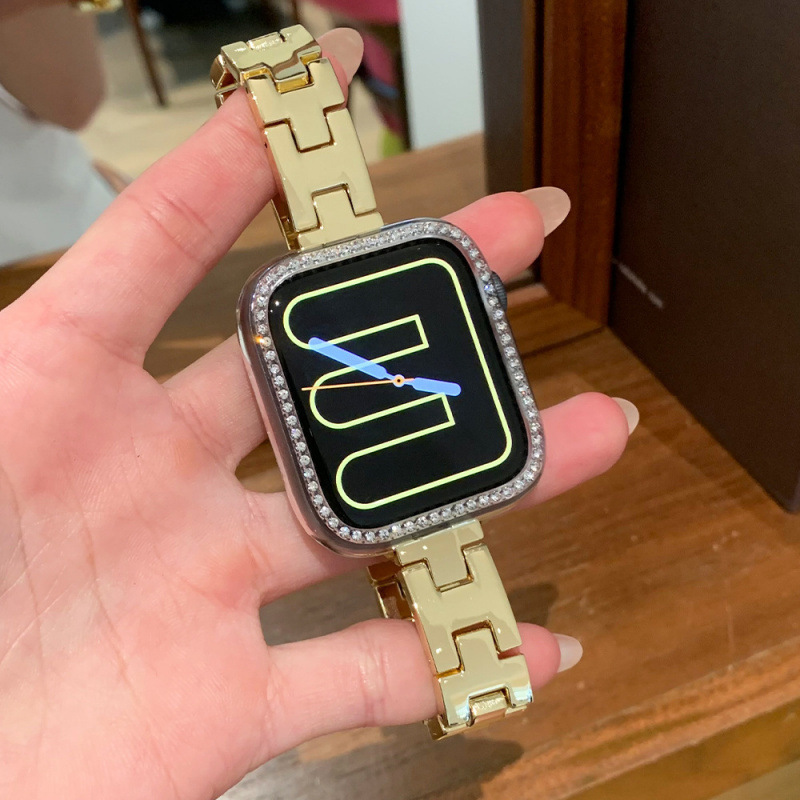 Suitable for Apple Watch S10 Watch Strap with Chain, Huawei Xiaomi Butterfly Buckle High-End Watch Strap Suitable for Apple Watch S10 Watch Strap with Chain, Huawei Xiaomi Butterfly Buckle High-End Watch Strap