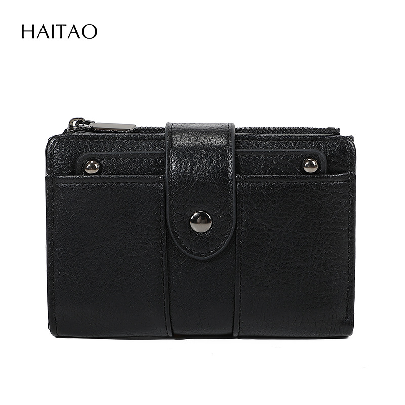 2025 nueva billetera retro de alta gama monedero de cuero dos veces corto con múltiples tarjetas, billetera de mujer