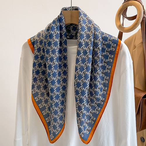 Blue Letter 70 Small Square Scarf Women's Influencer Spring and Autumn Thin Small Collar Scarf Cotton Linen Gift Shawl