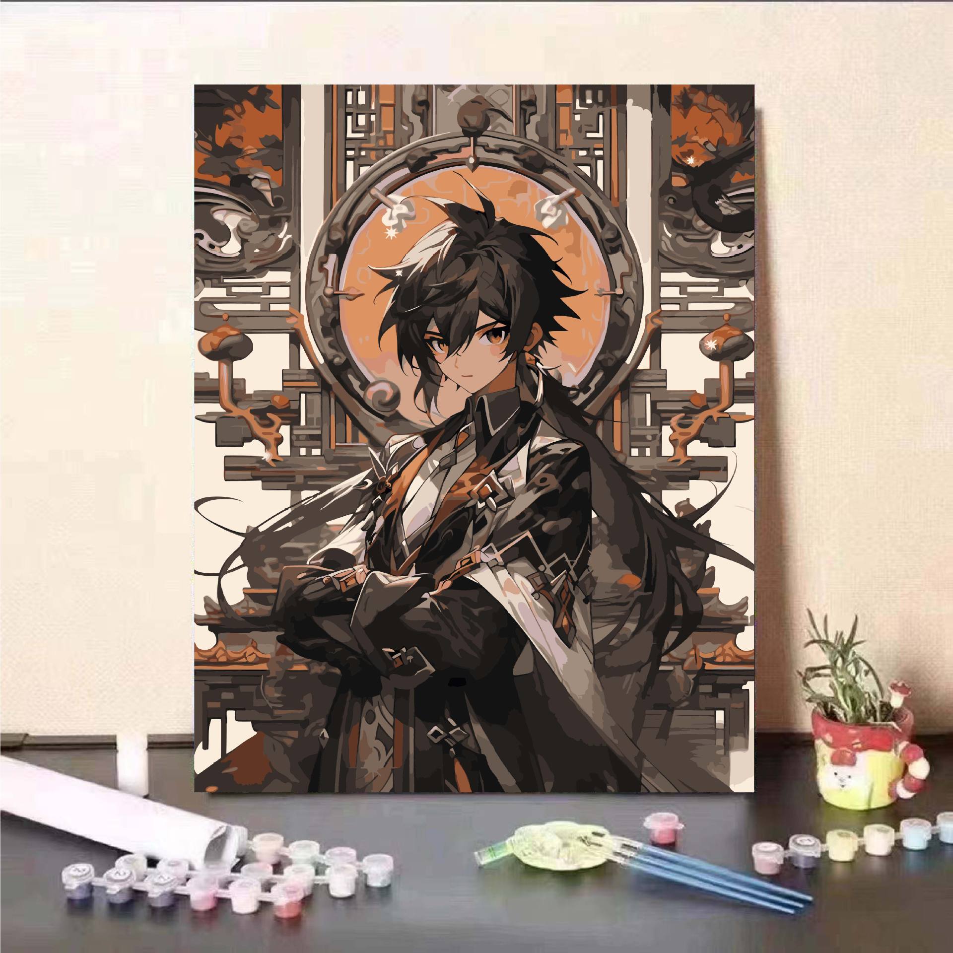 Personaje de yuanes animado bidimensional DIY pintura al óleo digital descomprimida a mano nicho pintura de relleno de color