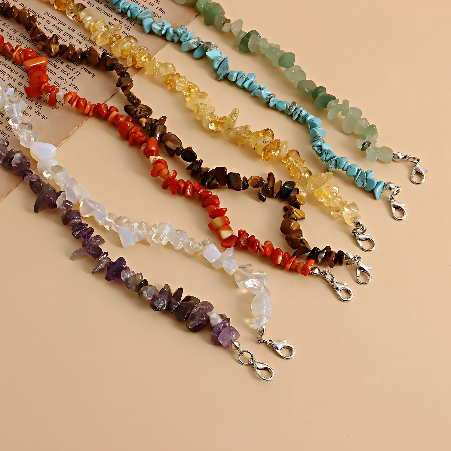 Accessory, natural water, crystal, fashionable chain hip-hop style, European style, boho style