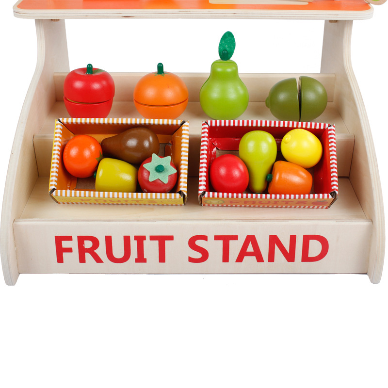 Mini cocina para niños play House juguete simulación de madera fruta móvil conveniencia coche niña de 3 años de edad, regalo de cumpleaños