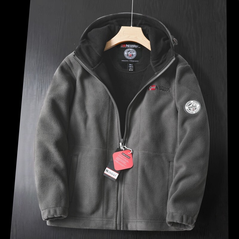 [9819 Hooded] Norwegian-style, cold-resistant, warm, and thickened double-layer fleece hoodie, plus-size men's winter fleece