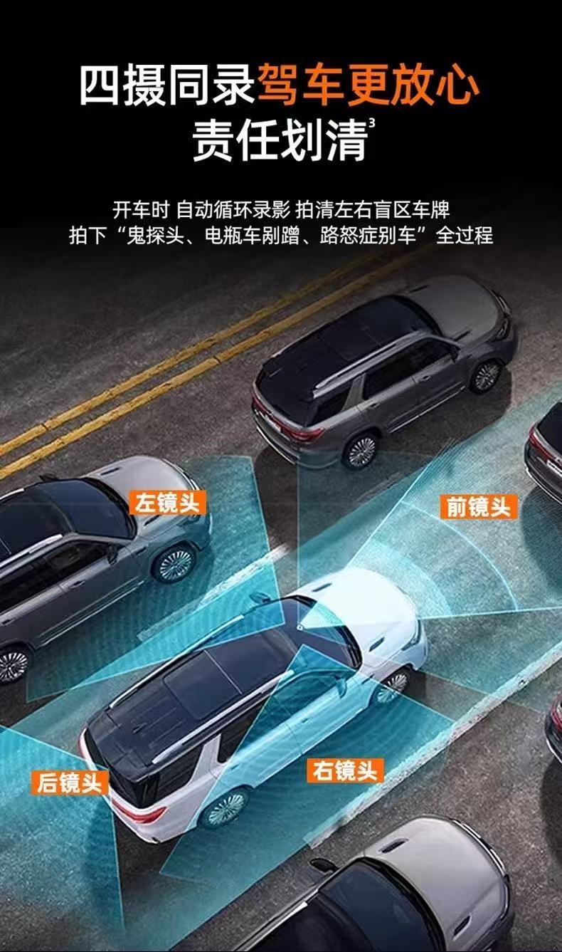 4K Ultra-clear 4-lens front, rear, left, and right 360-degree dashcam with parking monitoring and 24-hour sentinel mode 2026