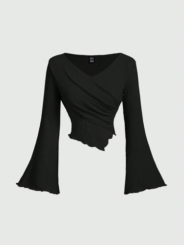 New European and American-style women's irregular off-shoulder cashmere long-sleeved T-shirt—autumn/winter design, slimming base layer.