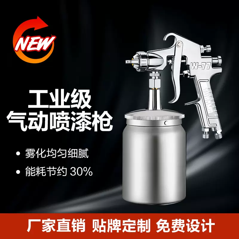 厂家直销W-77真石漆喷枪汽车底漆家具漆外墙高雾化品质气动喷漆枪