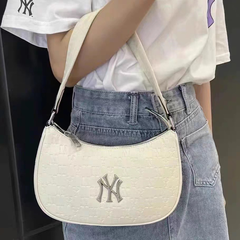 韩国新款mlb压花腋下包NY压纹饺子包单肩手拎包女|undefined