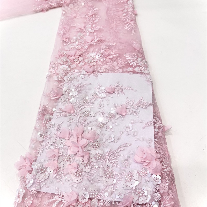 Tejido bordado de calcomanías hechas a mano, tela de calcomanías, vestido de novia de moda, vestido de moda, tela de vestido de moda