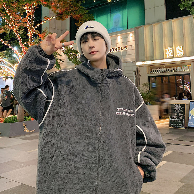 Abrigo de lana de cordero para hombre otoño e invierno 2023 nuevo abrigo acolchado de algodón jinjiang abrigo acolchado de algodón grueso forrado de lana abrigo par abrigo acolchado de algodón de invierno