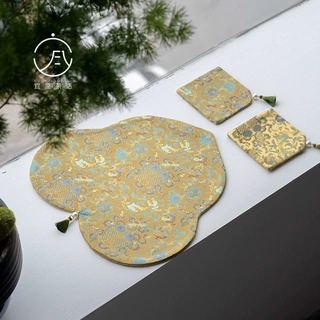 宜室茶话中式浮光金银杏叶茶席创意织锦刺绣干泡席桌垫桌布茶垫