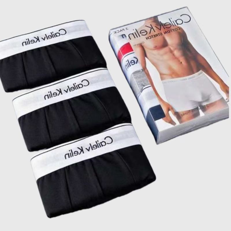 C marca de la versión correcta de algodón blanco de borde blanco de la juventud, caja de regalo de pantalones de hombre, tres explosivos