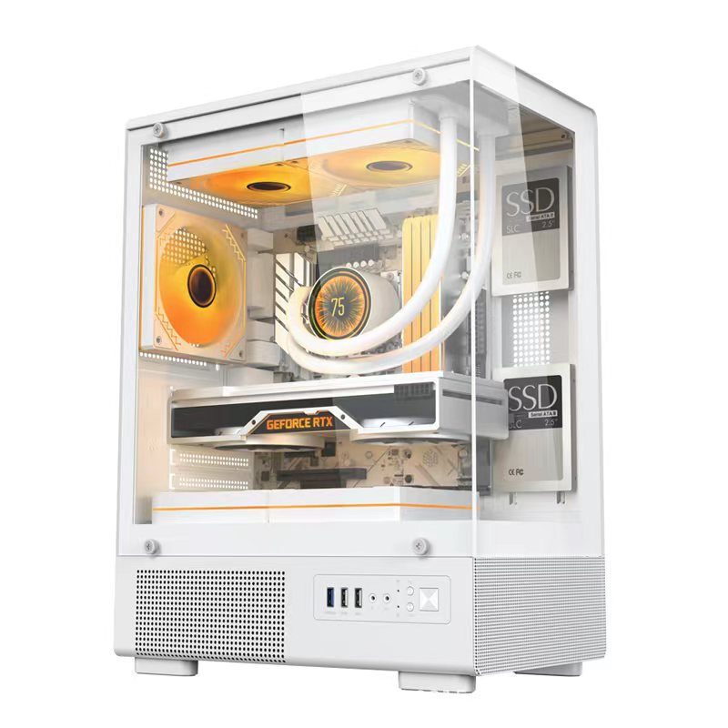 Nine-Tailed Fox T16 Sea View Room Computer Case Desktop Atx Large Board Full Side Transparent Matx White DIY Shell