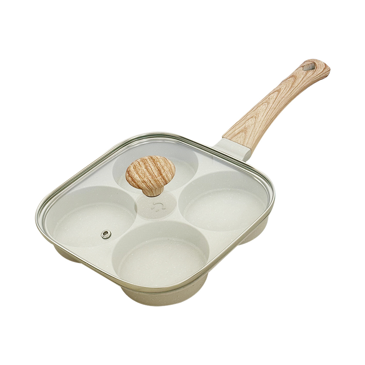 [Fuente de fábrica] Comercio exterior Venta caliente maifan piedra de cuatro agujeros huevo frito tres en uno pan antiadherente pan de desayuno