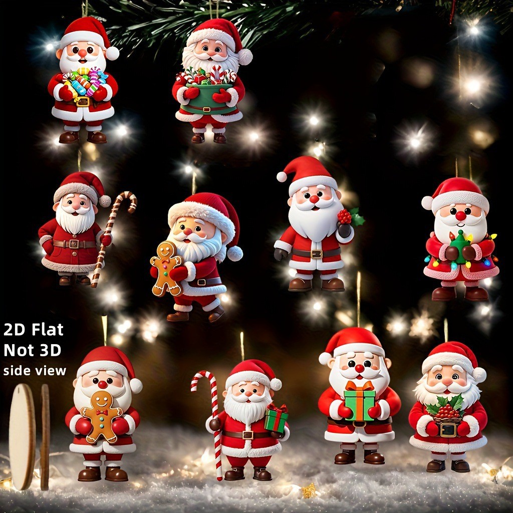 Cross-Border 10-Piece Santa Claus Pendant Decoration Home Courtyard Christmas Tree Decoration Pendant Holiday Party Decoration