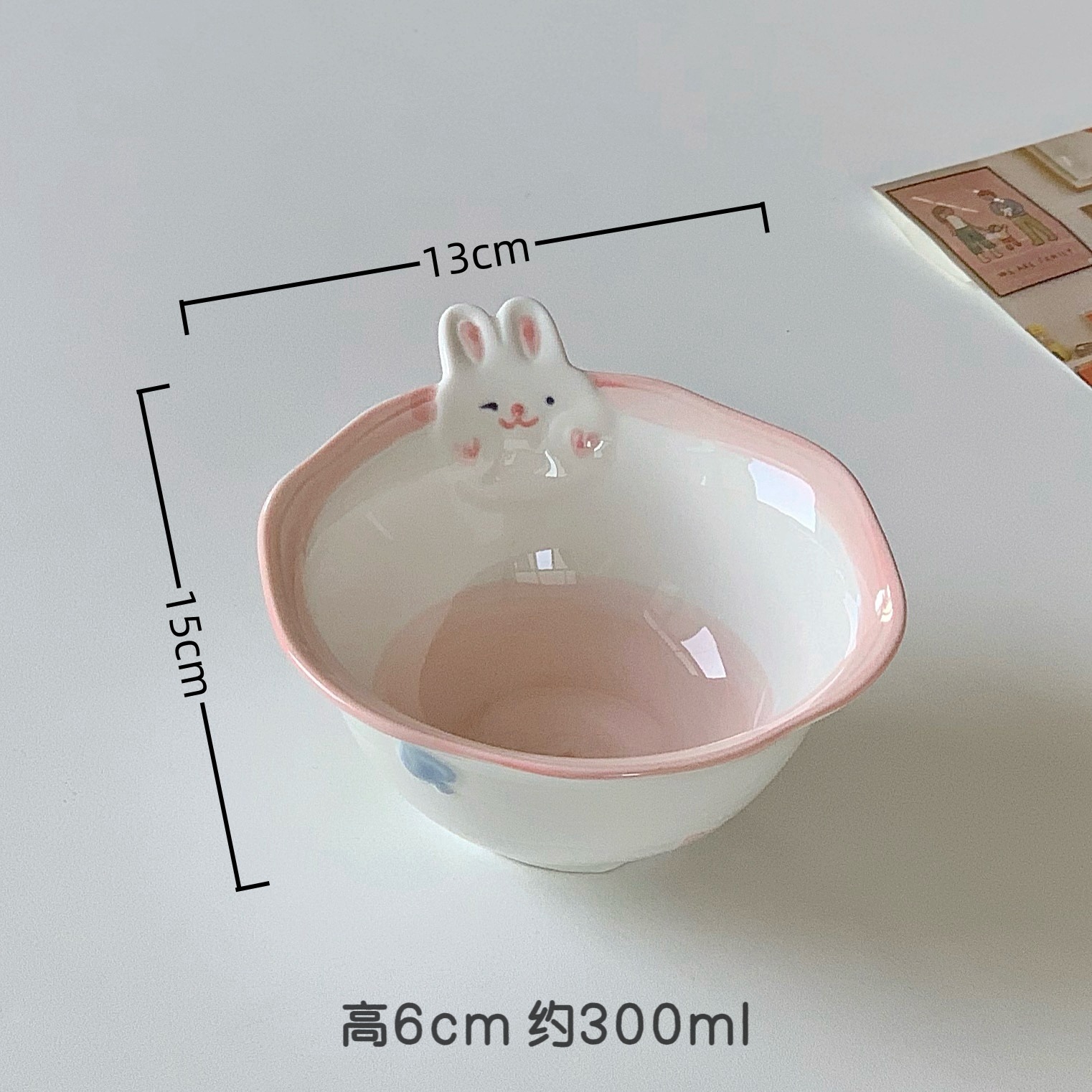 핑크 보보 래빗—둥근 그릇 5inch개