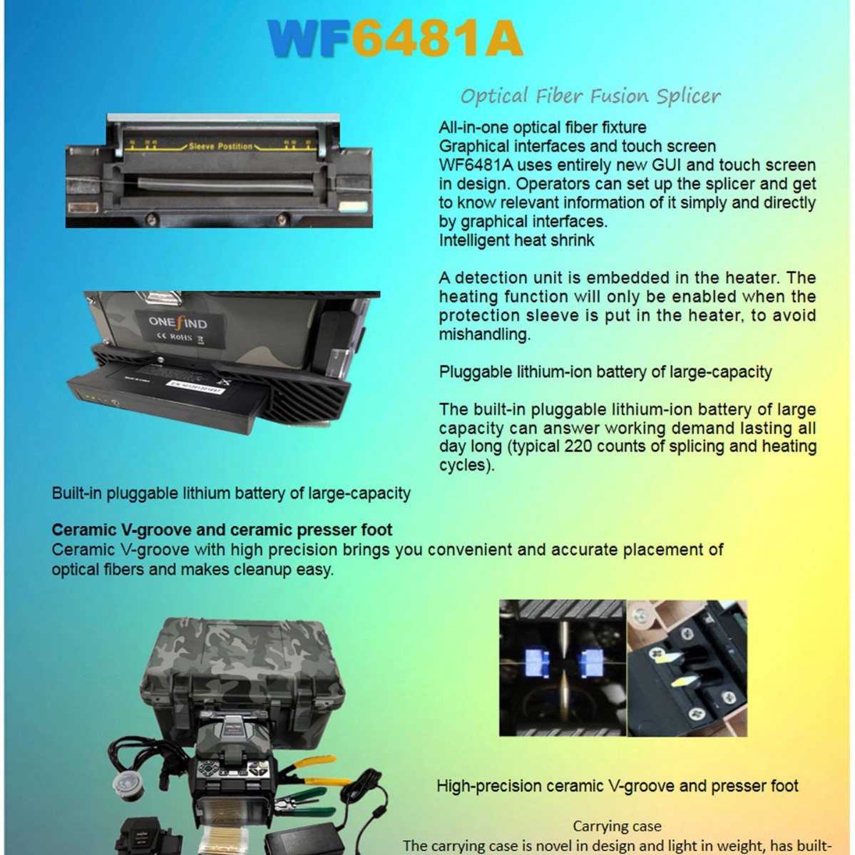 6 motors core to core 7s optical fiber fusion splicer WF6481