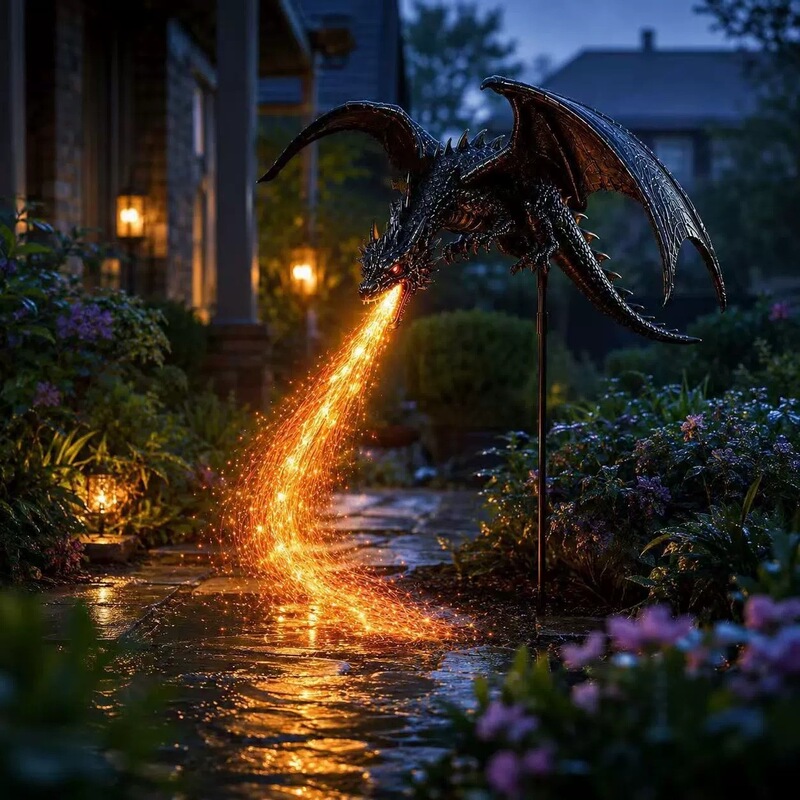 Cross-border new product: Solar Dragon Fire Garden Light, an outdoor solar-powered dragon fire garden light
