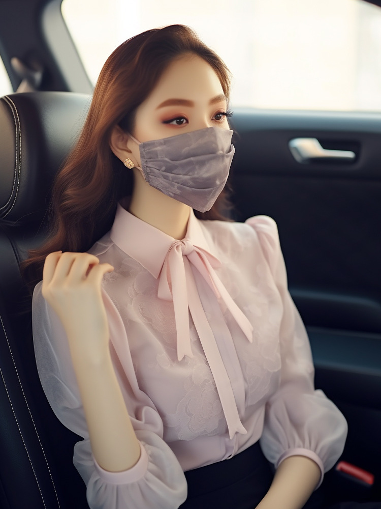 Fuchsia spring lace shirt with bow