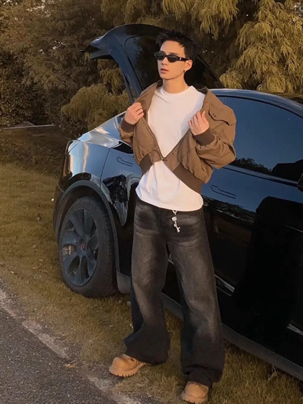美拉德短款工装外套男春秋新款水洗潮牌棒球服美式复古哈灵顿夹克|undefined