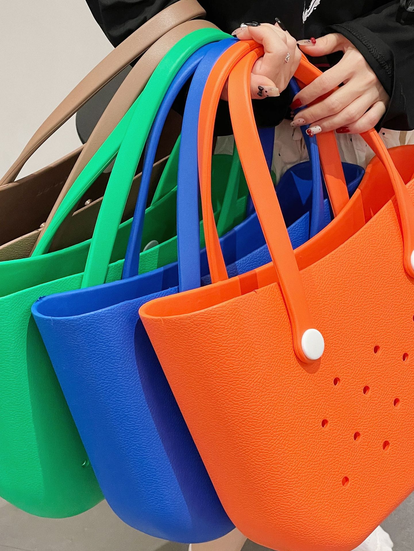 1696g Weight Open Closure Type Double Handle Strap Type Handbag Bags Type Casual, Daily Occasion EVA Material Solid Color Pattern All Seasons Season Women's Gender Streetwear Style Square Shape Women's EVA Solid Color Streetwear Square Open Handbag 3