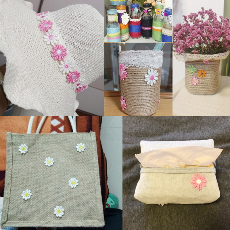 Pequeña flor encaje accesorios ropa decorativa encaje tela hecha a mano DIY agua soluble blanco borla encaje material