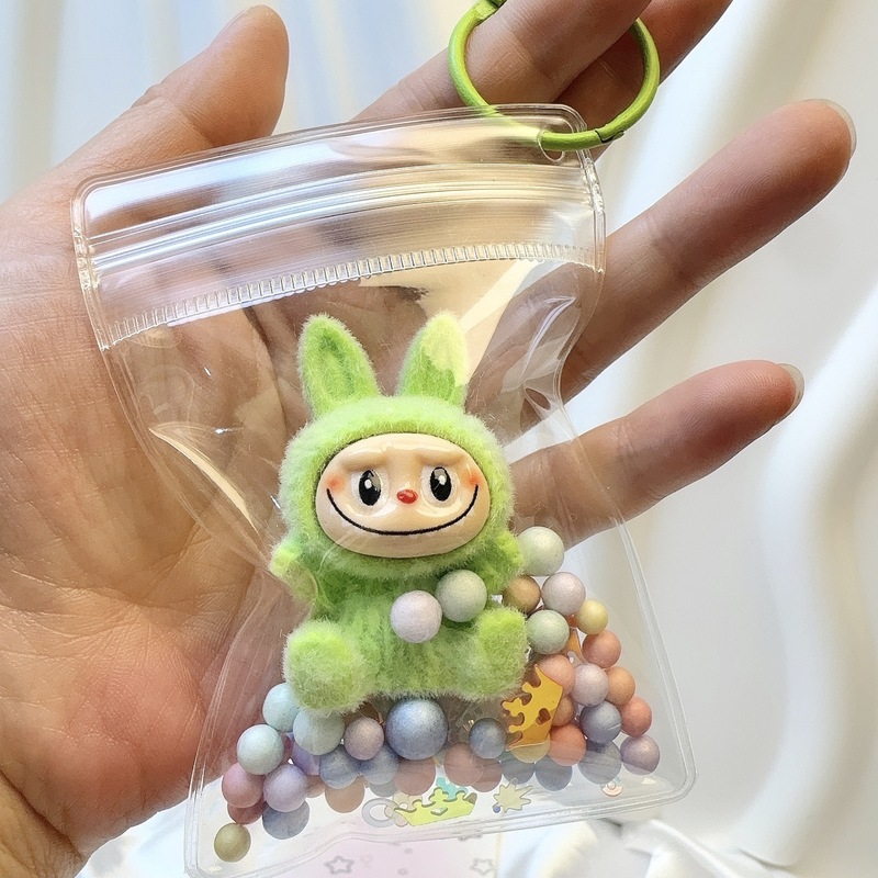 跨境新款透明防尘袋拉布布labubu娃包挂件钥匙扣遛娃包饰可爱潮玩|undefined
