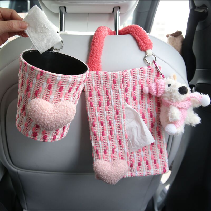 New Car-Mounted Tissue Box Storage Bin, Hanging Cute Doll Car Tissue Box, Car Tissue Hanging Bag, Trash Can New Car-Mounted Tissue Box Storage Bin, Hanging Cute Doll Car Tissue Box, Car Tissue Hanging Bag, Trash Can