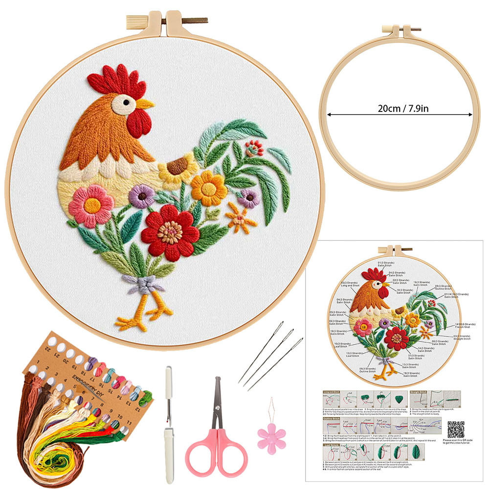 Nuevos productos de gallo bordado DIY material de mano bolsa de bordado tridimensional europeo material DIY Amazon Inglés transfronterizo