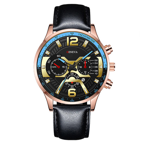 Cross-border men's watch, fashionable trend calendar six-hand strap quartz watch, luminous wrist watch, wholesale