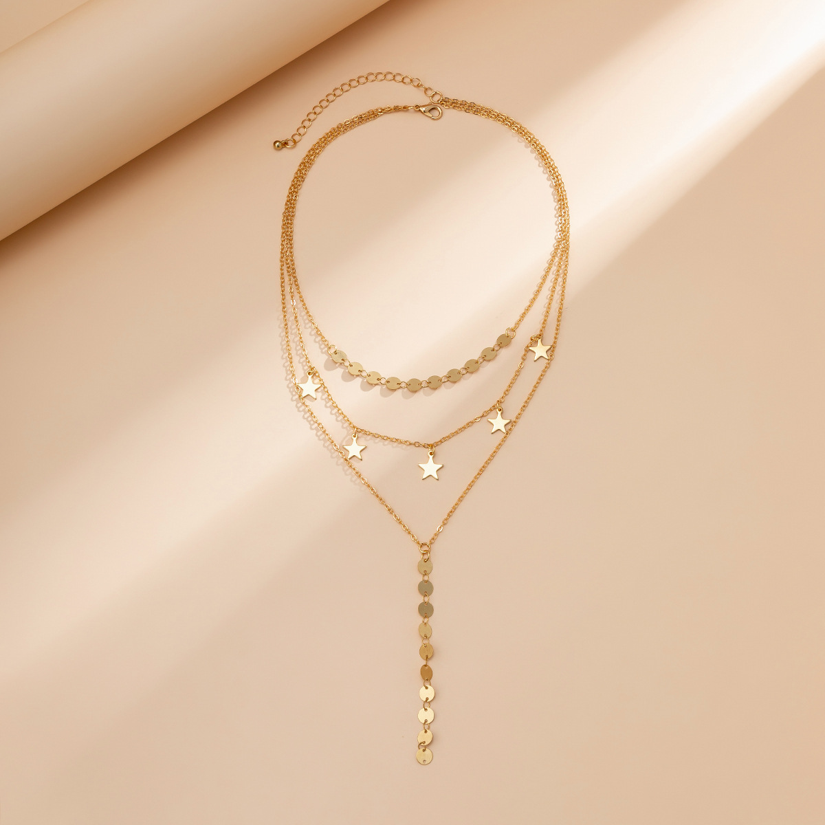 Juvelyriniai dirbiniai, metalinė grandinėlė, apvali lėkštė, kutai Hip Hop kelių sluoksnių sluoksniuotas išorinis karoliai moterims_voghion.com