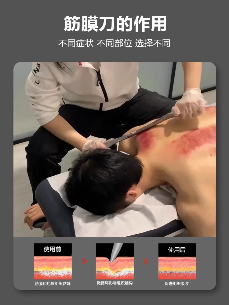 Conjunto de cinco piezas de cuchillo fascial cuchillo de máscara de cuello de acero inoxidable liberación miofascial relajación muscular raspado tendón raspado pierna palo masajeador