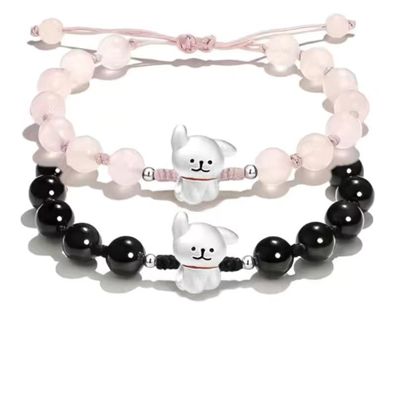 New Trendy Line-Style Puppy Bracelet, Sweet Woven Couple's Niche Bracelet, Valentine's Day 520 Cartoon Gift