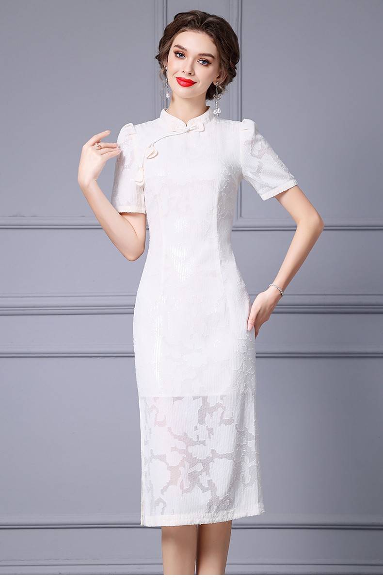 Abito cheongsam slim con perline stile cinese per donna_voghion.com