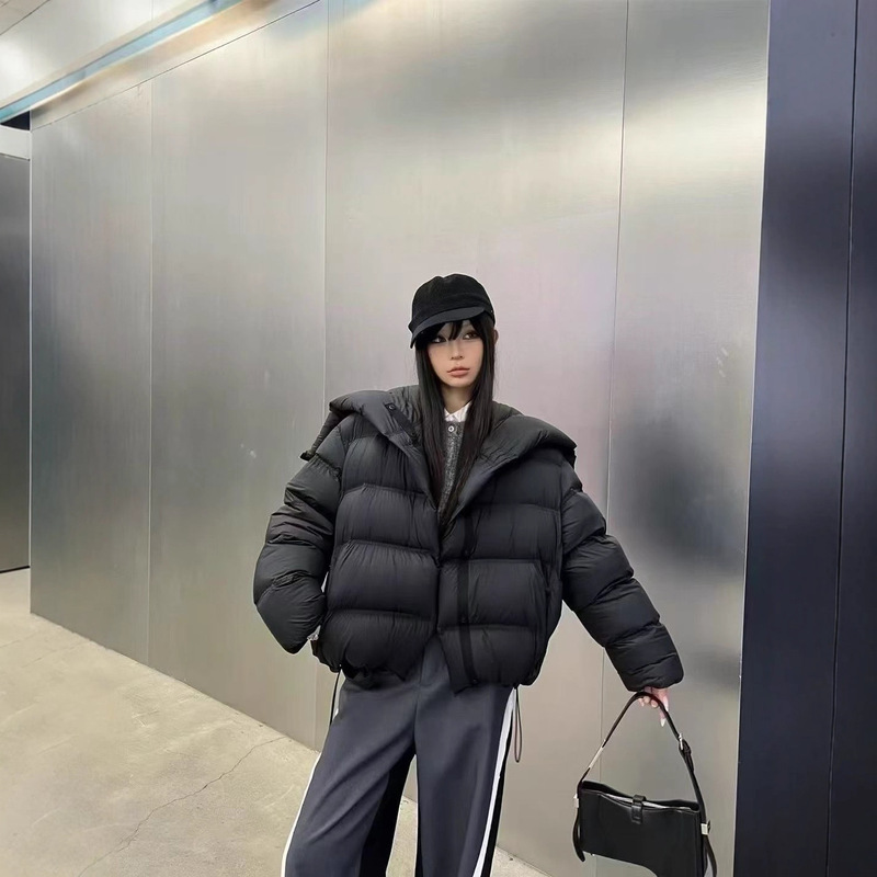 设计感波浪羽绒服女短款立领加厚云朵泡芙90白鸭绒冬季新款外套潮|undefined