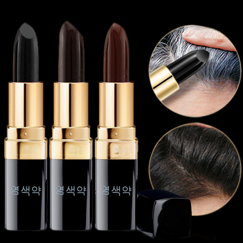 Export Green Pearl Pure Plant Covering White Hair Lipstick Hair Dye Pen Black Hair Dye Disposable Hair Dye Pen