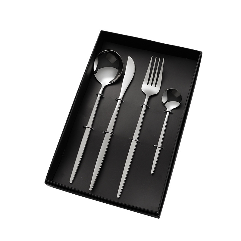 304 cuchara de acero inoxidable subred rojo portugués cuchillo tenedor cuchara de café de oro Acero inoxidable vajilla occidental traje