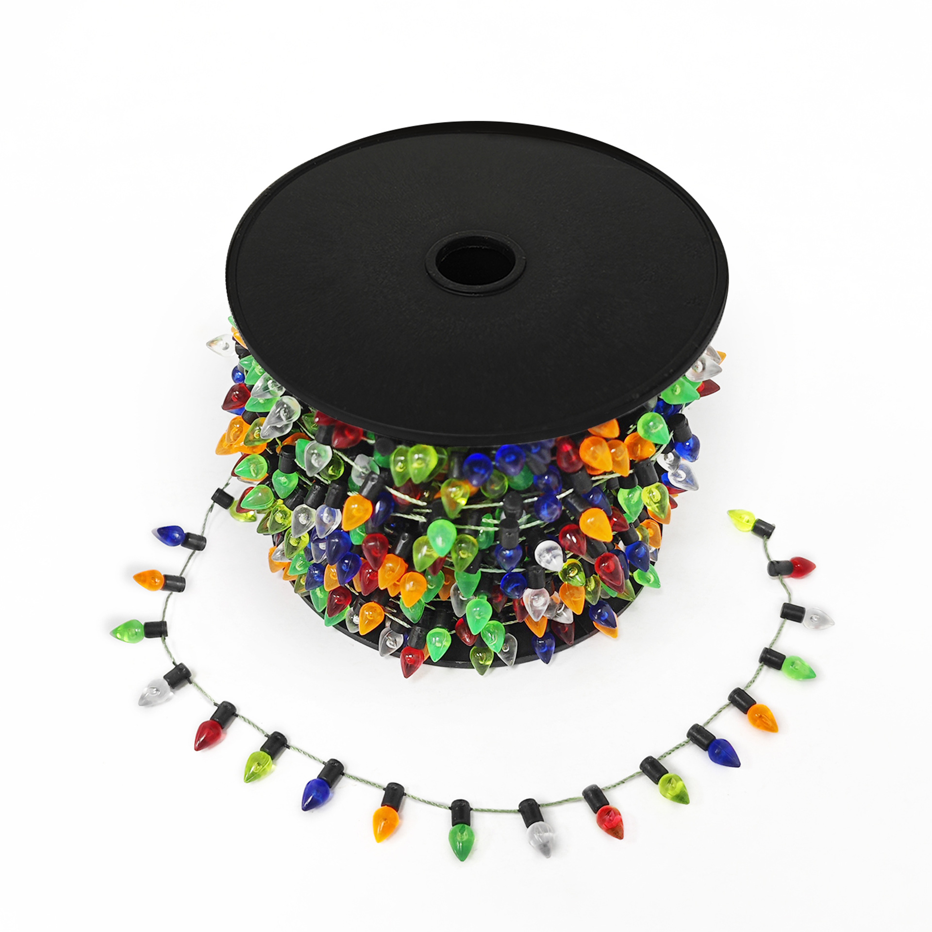 -圣诞子弹头珠链 1cm间距棉线明苯塑料灯串 圣诞树灯泡装饰配