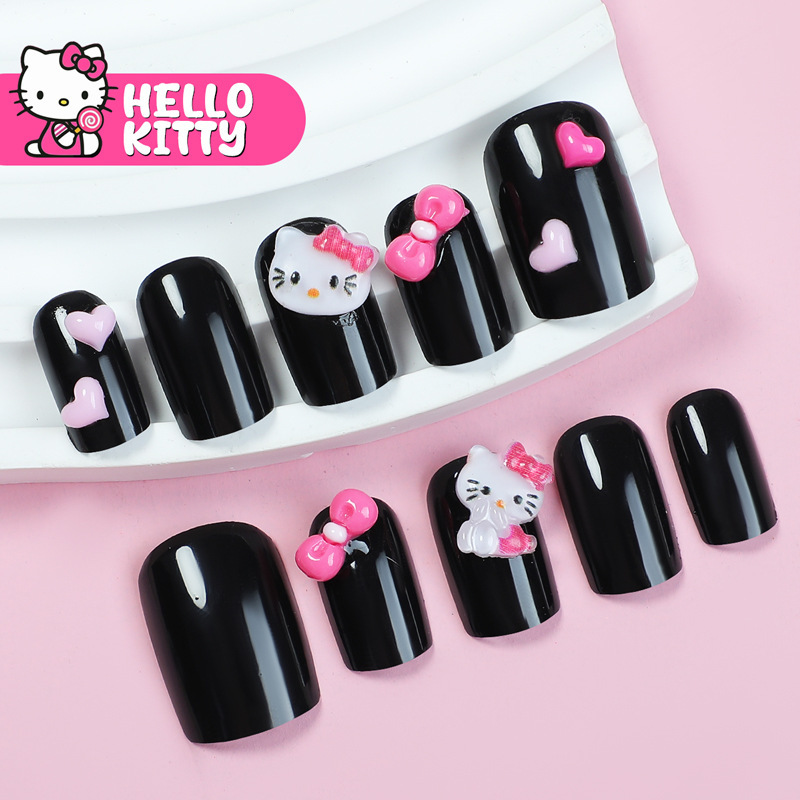 Cute Style Wear Armor Hello Kitty Love Bow Removable Fake Nail Nails Nails Cute Style Wear Armor Hello Kitty Love Bow Removable Fake Nail Nails Nails