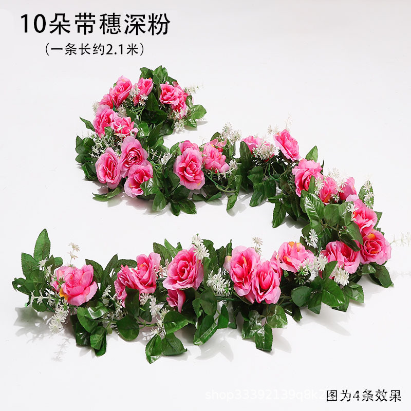 Boda flor artificial Rosa ratán flor artificial cama cabeza flor pared colgante hogar Decoración de la boda vid al por mayor