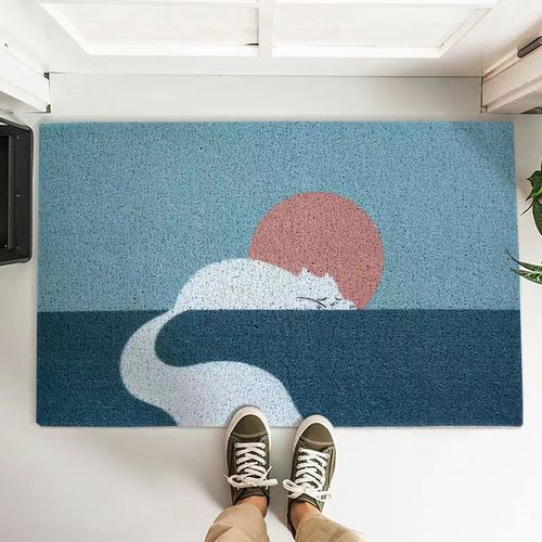 Wire circle cartoon home entrance door mat carpet anti-slip door mat cat door mat anti-slip can be cut