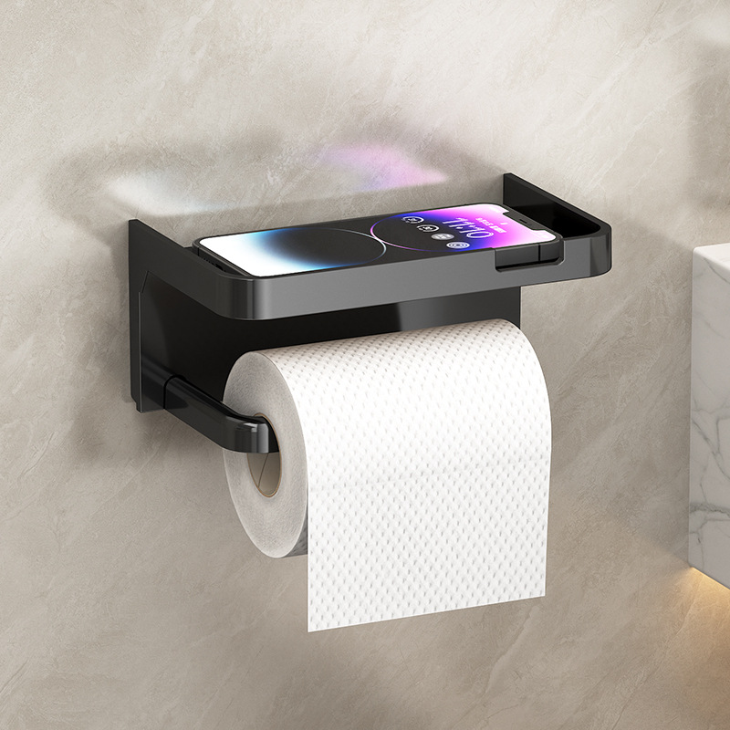 Perforación libre de toallas de baño estante de papel de baño caja de papel de baño estante de pared tipo baño doméstico teléfono móvil rodando estante de papel tubo de papel