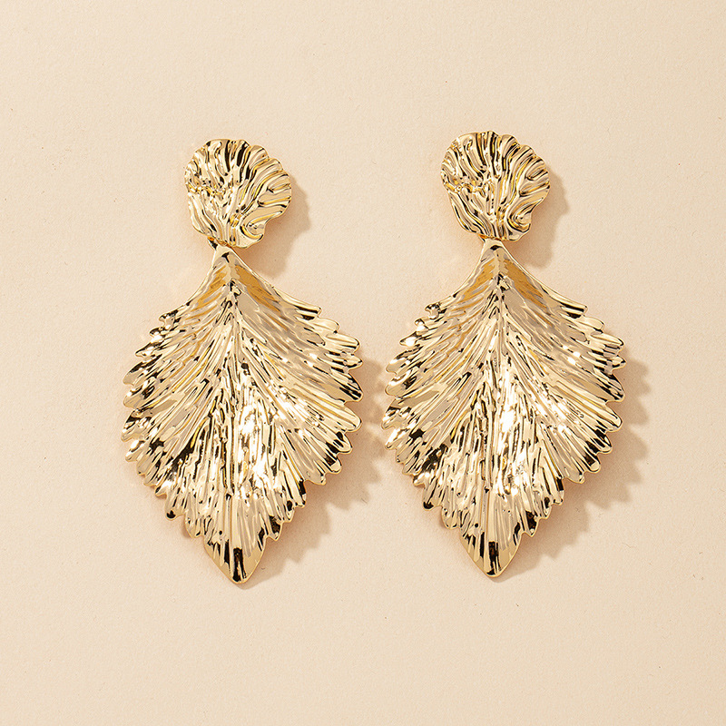 Fashion Metal Leaf Earrings display picture 4