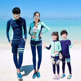 Korean Fashion New Split Parent-child Diving Suit Couple Long Sleeve Swimsuit Conservative Sports Leisure Surfing Swimsuit
