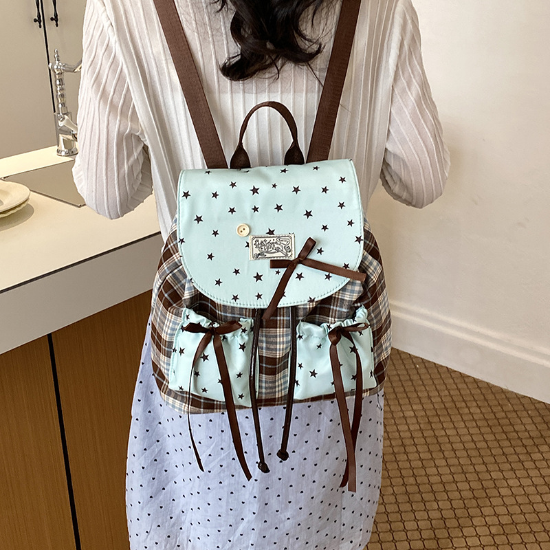 Hermosa estrella arco mochila para hombres y mujeres, mochila verde menta 2026 nueva mochila infantil