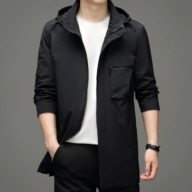 Демисезонное trench coat, длинный тренч с капюшоном, куртка в английском стиле, средней длины, корейский стиль, британский стиль