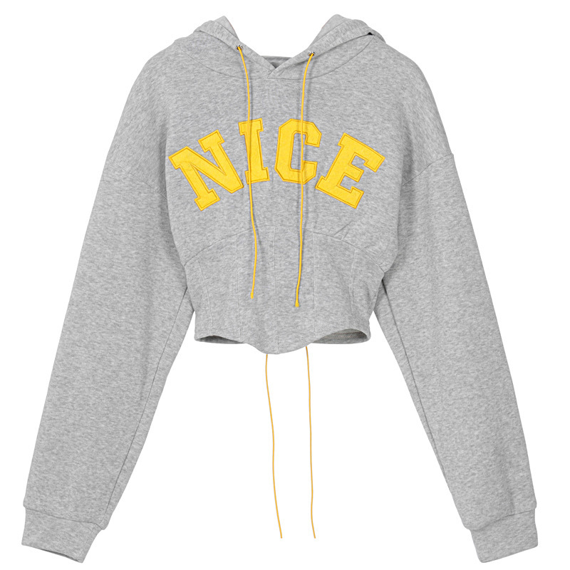 women's letter embroidery long-sleeved slim waist hoodie nihaostyles clothing wholesale NSXPF78386