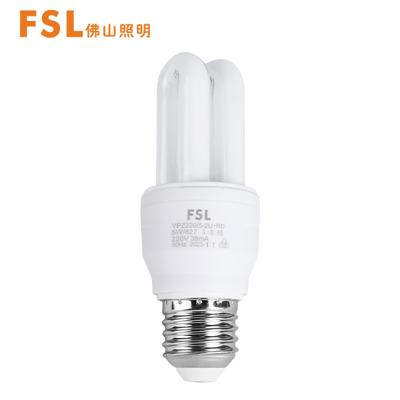 (2개) FSL 불산 조명 높은 전력 에너지 절약 전구 E27 스크류 공장 작업장 삼색 형광 튜브 도매